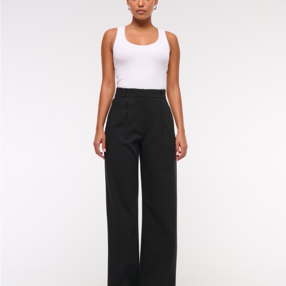 A&F Sloane Tailored Wide Leg Pant - Black